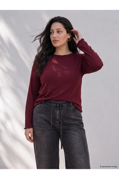 LC Waikiki Two Mt Shop Quality Lcw Curve Brown Plain Narrow & Slim Long Sleev...