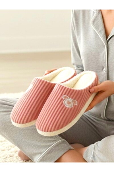 MARKABONİ Women's Powder Orthopedic House Slippers with Wool Inside, Silent, ...