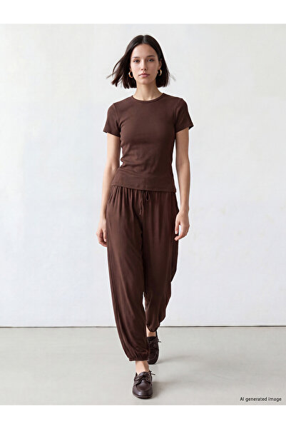 LC Waikiki Nevavm Lcw Comfort Brown Women's Jogger Sweatpants with Elastic Waist