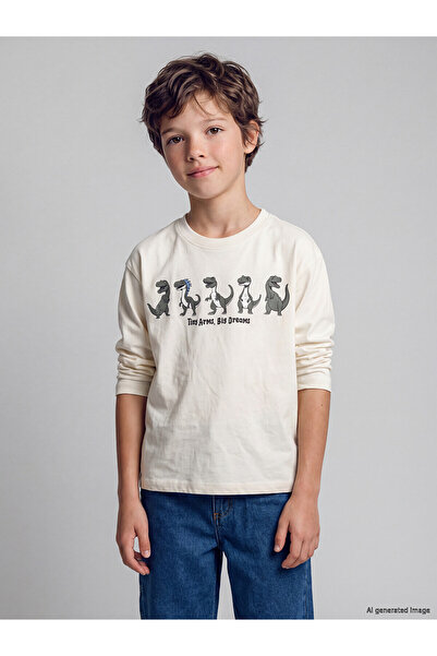 LC Waikiki Two Mt Shop Quality Lcw Kids Beige Combed Cotton Printed Loose & B...