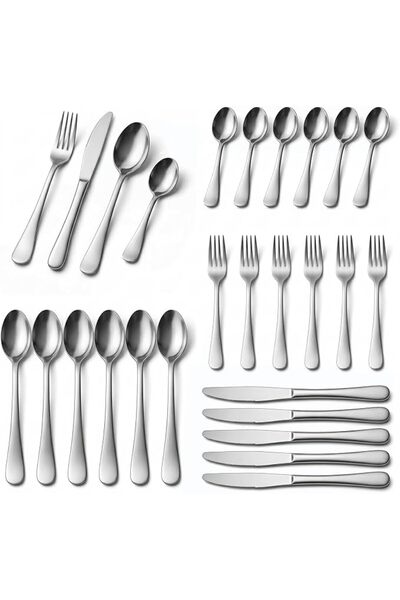 SKY TOUCH SKY-TOUCH Cutlery Set, 24-Piece Stainless Steel Flatware Set for 6 ...