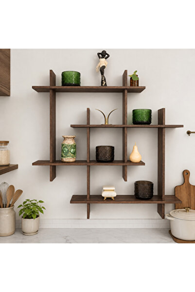 WOODWERA Modern Ahşap Duvar Rafı, Masif Çam Raf, Dekoratif Kitaplık, Bitki Ra...