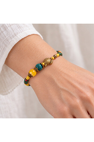 HER ŞEY NOTA www.herseynota.com Green and Yellow Beaded Turtle Detailed Multi...