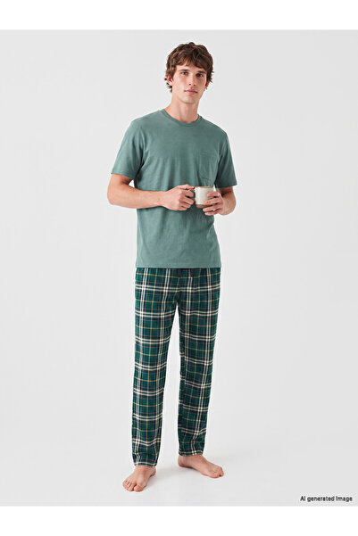 LC Waikiki Peak New Season Green Regular Fit Plaid Men's Pajama Bottoms
