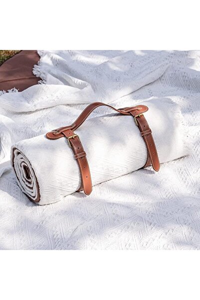 Generic Outdoor Picnic Blanket with Leather Straps, Large Beach Mat for 4-6 A...