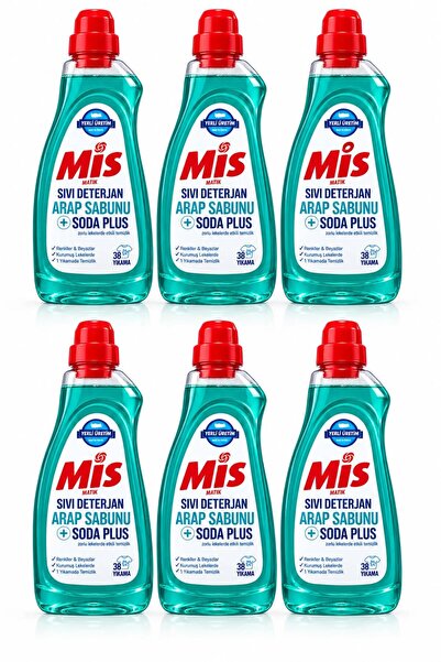 Mis Matik ARAP Sabunu ve SODA Etkili Sıvı Çamaşır Deterjanı Sihirli Sıvı 6 ADET