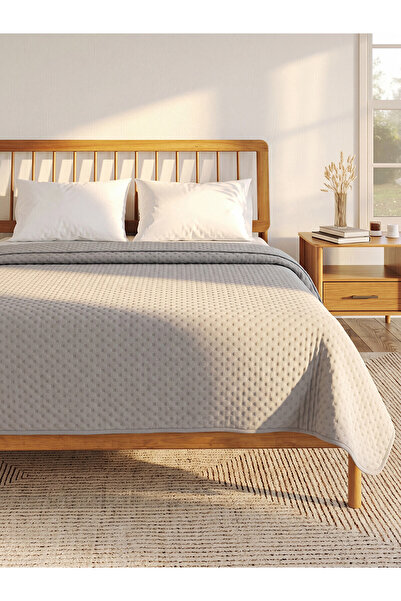 LC Waikiki Alita City Lcw Home Gray Dobby Patterned Double Bedspread with a D...