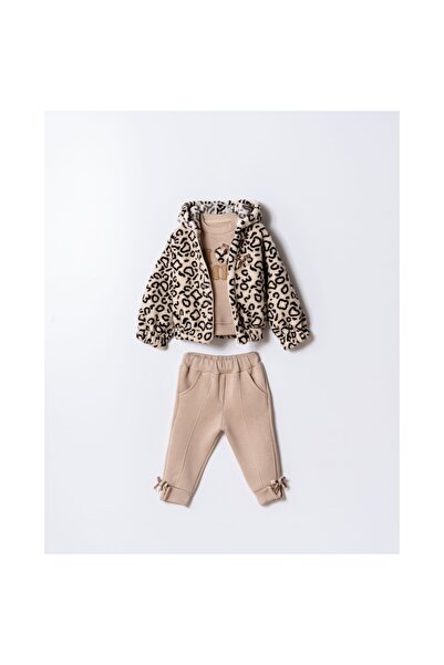 Bilge Trend LEOPAR POLAR MONTLU , FİYONK DETAYLI KIZ BEBEK 3 PARÇA KIŞLIK TAKIM