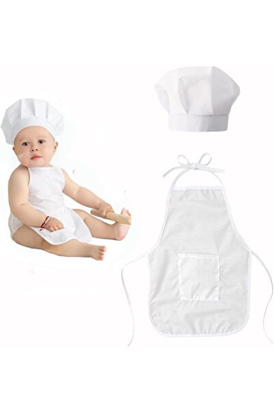 KASTWAVE Baby Chef Outfit Photography Props, 2 Pcs Includes Chef Hat and Apro...