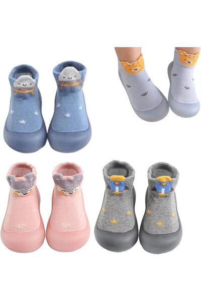 Yelajoy 3 Pairs Cute Baby Non Slip Socks Shoes, Toddler Girls Boys First Walk...