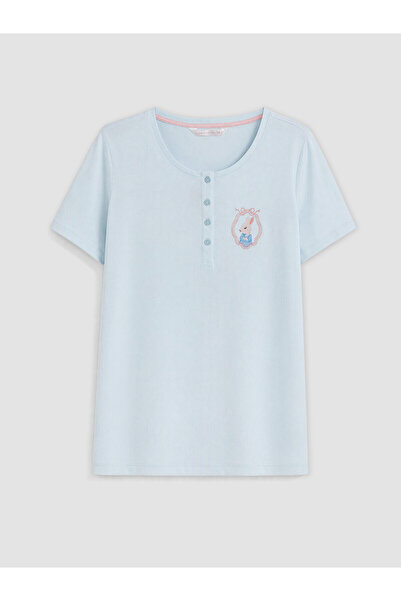 LC Waikiki Nevavm with Difference Lcw Dream Blue Combed Cotton Printed Short ...