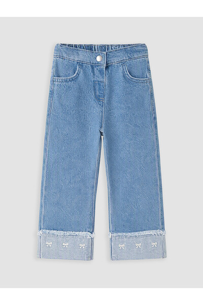 LC Waikiki Nevavm Farkıyla Lcw Baby Blue Embroidered Baby Girl Jean Pants