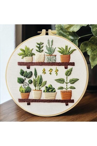 GENERAL Beginner-Friendly Full Range Green Plant Embroidery Kit, Includes Clo...