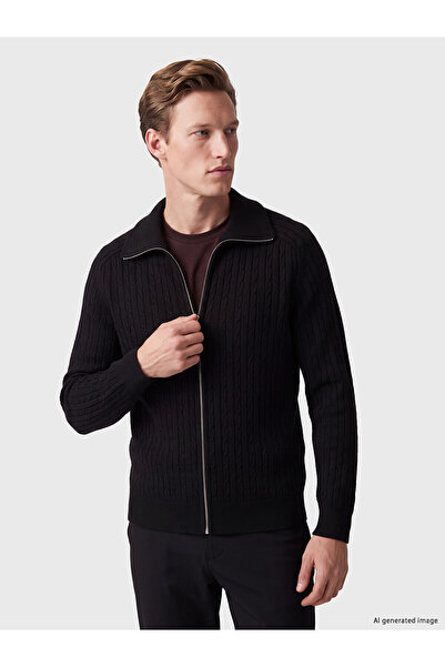 LC Waikiki Nevavm Farkıyla Southblue Black Knitwear Flat Stand Collar Men's C...