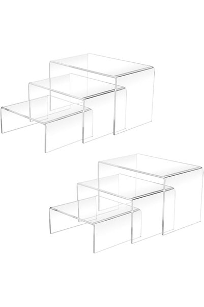 Yelajoy 6 PCS Display Risers, Clear Showcase Stands for Retail Exhibition, Tr...