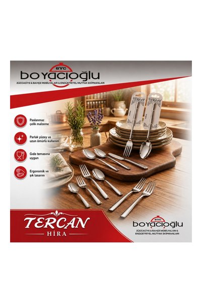 Genel Markalar Paslanmaz Çelik Yemek Çatalı 6'lı Set Hira Model Sade Parlak Ç...