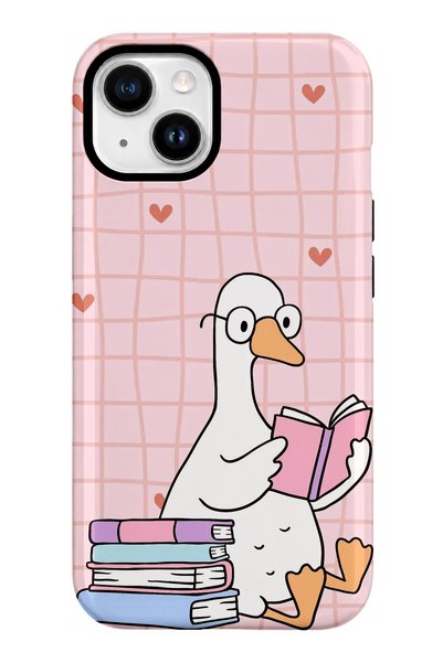 EDELFU iPhone 15 Compatible - Duck Reading a Book, Dual Layer Tough Cover, Gl...