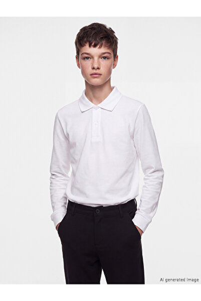 LC Waikiki Two Mt Shop Quality Lcw Kids White Polo Collar Boys' T-Shirt