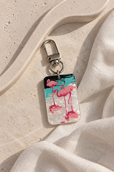 klovi Breloc mini cu flamingo roz