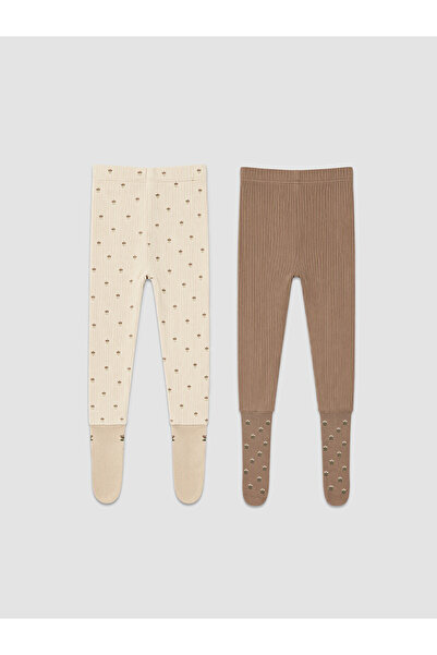 LC Waikiki Nevavm Farkıyla Lcw Baby Brown Patterned Baby Girl Sweatpants