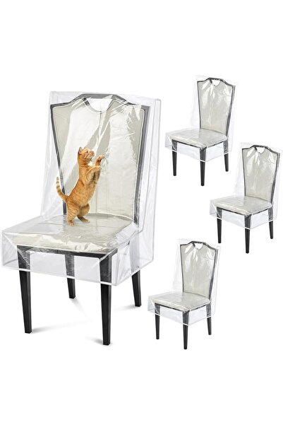 Yelajoy 4 Pcs Transparent Waterproof Plastic Chair Covers, Clear Dining Room ...