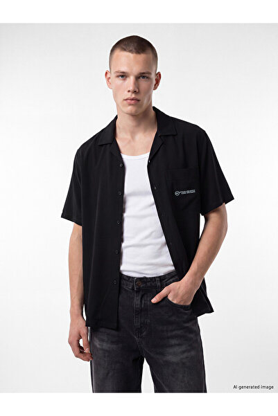 LC Waikiki Peak New Season Anthracite Standard Fit Printed Men's Textured Shirt