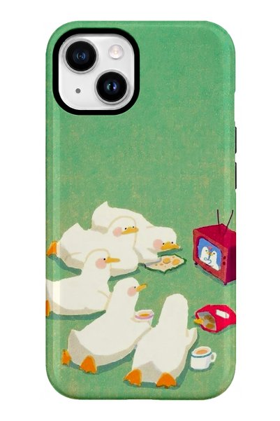 EDELFU iPhone 15 Compatible - Enjoyable Ducks, Double Layer Tough Cover, Glos...