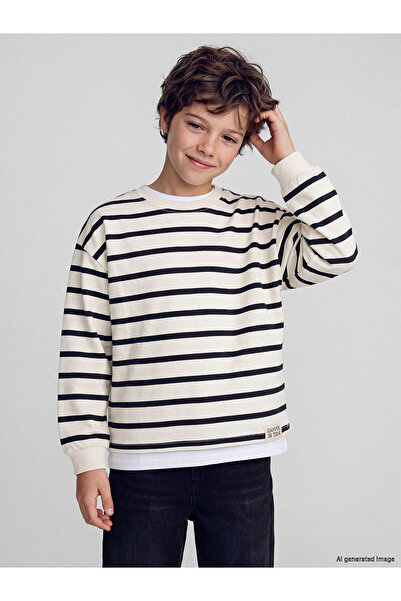 LC Waikiki Two Mt Shop Quality Lcw Kids Anthracite Combed Cotton Striped Loos...