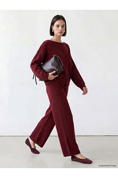 LC Waikiki Nevavm Lcw Comfort Burgundy Plain Standard & Regular Women's Sweat...