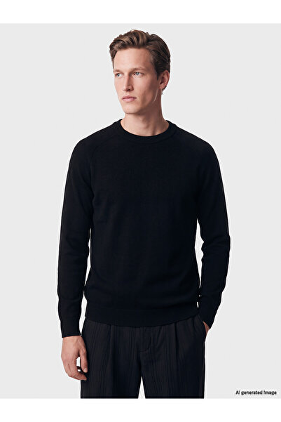 LC Waikiki Nevavm Farkıyla Xside Black Knitwear Flat Oval Collar Men's Sweater