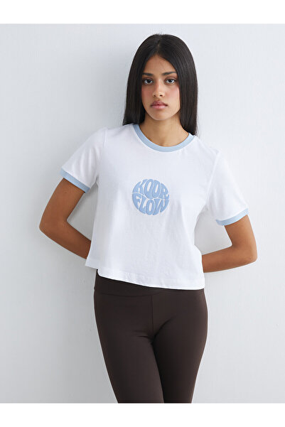 LC Waikiki Alita City Koor Sport White Printed Loose & Baggy Women's Sports T...