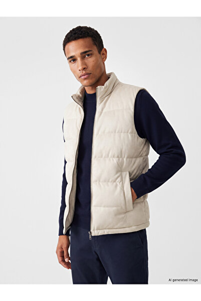 LC Waikiki Lcw Vision Beige Suede Look Flat Men's Puffer Vest with Nevavm Dif...