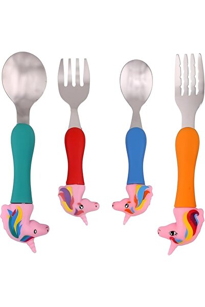 GENERAL CRAVISTA Stainless Steel Kids Cutlery Set – 4 Pcs Metal Spoons and Fo...