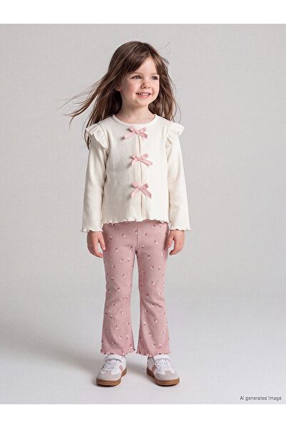 LC Waikiki Nevavm Farkıyla Lcw Baby White Bow Detailed Baby Girl Blouse and L...