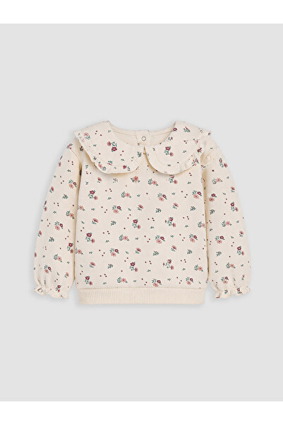 LC Waikiki Alita City Lcw Baby Ecru Baby Collar Floral Baby Girl Sweatshirt