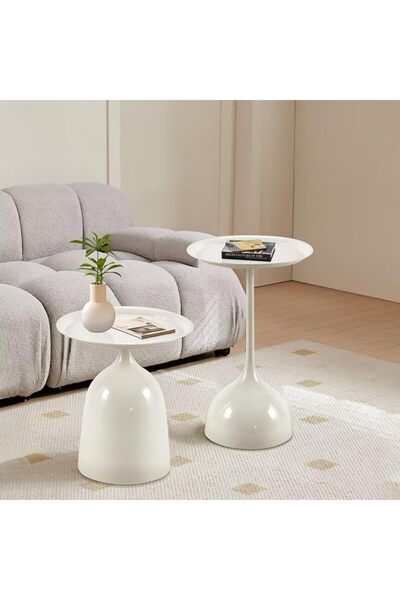 NIUBI Coffee Table, Black Metal End Table for Living Room, Round Side Table, ...