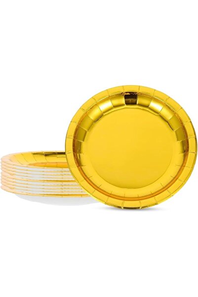 Wanna Party WP Gold Party Plates 9 Inch -10 Count, Paper Dinner Plates For Pa...
