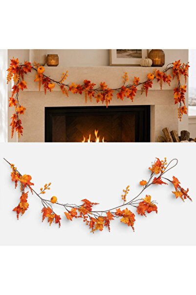 OEM Autumn Garland with Orange Leaves and Pumpkins 160cm