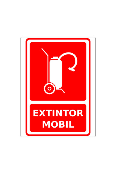 PAS Indicator Extinctor mobil, placă PVC rigid 4 mm, 30 x 40 cm, Alb