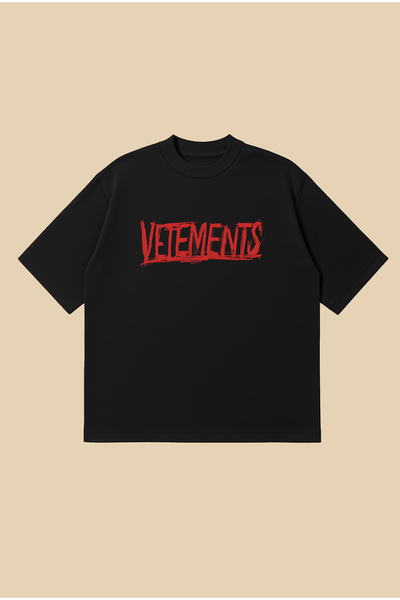 PURE POWER Μπλουζάκι Vetements με κόκκινο στάμπα, oversized, boxy κοπή, unise...