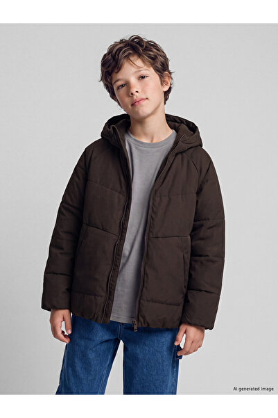 LC Waikiki Ozmarka New Season Brown Water Repellent Boys' Inflatable Coat