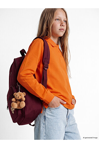 LC Waikiki Alita City Lcw Kids Orange Polo Collar Girls' Pique T-Shirt with a...