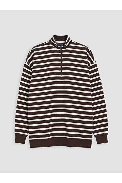 LC Waikiki Nevavm Farkıyla Lcw Modest Ecru 3 Threaded Striped Loose & Baggy W...