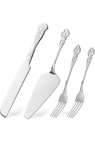 Yelajoy 4 Pieces Wedding Cake Knife and Server Set, Cake Cutting Set with Piz...