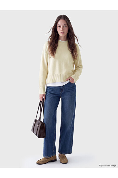 LC Waikiki Nevavm Lcw Modest Ecru Knitwear Plain Oval Collar Women's Sweater ...