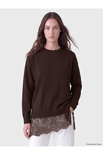 LC Waikiki Nevavm Lcw Modest Brown Knitwear Plain Loose & Baggy Women's Tunic...