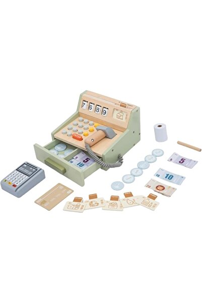 UMUTÜNALFASHİON UMU Wooden Cash Register Toy for Kids, 35-Piece Supermarket P...