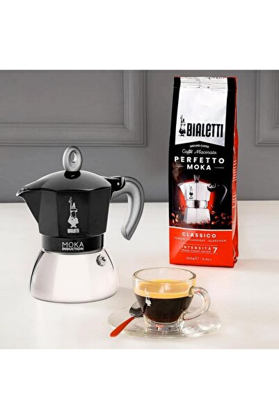 Bialetti Καφετιέρα Μόκα Επαγωγική, 2 φλιτζάνια (90ml), μαύρη
