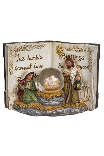 OEM Glob de Zapada de Craciun Biblie cu Familia Sfanta & LED 16x8x11cm