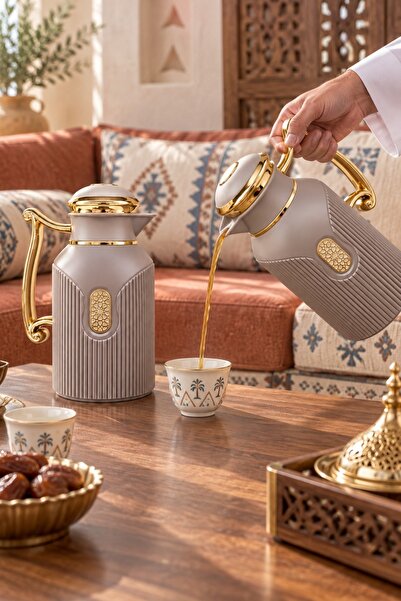 Generic Ribbed Hospitality Tramss Set of 2, 1L & 0.7L, Dark Gray & Royal Gold...